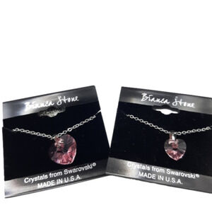 Heart Necklaces Mommy & Me Matching Set with Pink Swarovski Crystals New